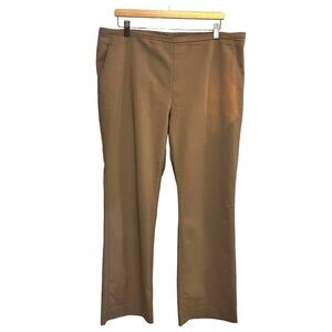 Melanie Lyne Wide Leg Tailored Stretch Cotton Khaki High Waist Side Zip Pants